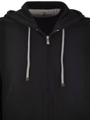 Brunello Cucinelli Techno Cotton Interlock Zip Front Hooded Sweatshirt
