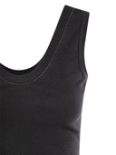 Brunello Cucinelli Ribbed Cotton Jersey Top With Shiny Neckline