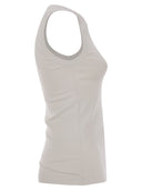 Brunello Cucinelli Stretch Cotton Ribbed Jersey Top With Monile
