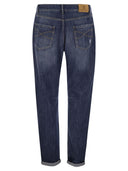 Brunello Cucinelli fünf Taschen Freizeithose im alten Jeans mit RIPs