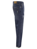 Brunello Cucinelli fünf Taschen Freizeithose im alten Jeans mit RIPs