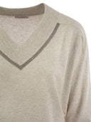 Brunello Cucinelli Cashmere Sweater With Shiny Neckline