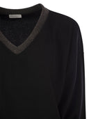 Brunello Cucinelli Cashmere Sweater With Precious Ribbed Neckline