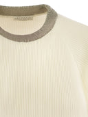 Brunello Cucinelli Ribbed Cashmere Sweater With Necklace