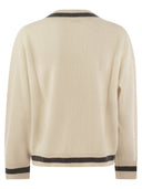 Brunello Cucinelli Ribbed Cashmere Sweater With Contrasting Stripe