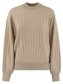 Brunello Cucinelli Cashmere v Neck Sweater med halskæde