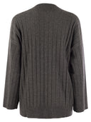 Brunello Cucinelli Cashmere Sweater With V Neck And Necklace