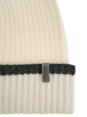 Brunello Cucinelli Ribbed Cashmere Knit Papalina With Necklace