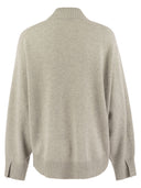Brunello Cucinelli Cashmere Chimney Neck Sweater With Shiny Cuff Details