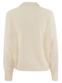 Brunello Cucinelli Plaited Cashmere Polo Style Sweater