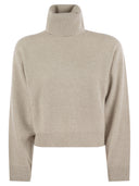 Brunello Cucinelli Turtleneck Sweater In Virgin Wool, Cashmere And Silk Rib
