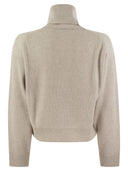 Brunello Cucinelli Turtleneck Sweater In Virgin Wool, Cashmere And Silk Rib