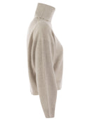 Brunello Cucinelli Turtleneck Sweater In Virgin Wool, Cashmere And Silk Rib