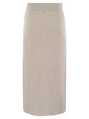 Brunello Cucinelli Cashmere And Silk Ribbed Skirt