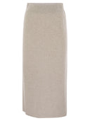 Brunello Cucinelli Cashmere And Silk Ribbed Skirt