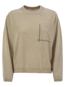 Brunello Cucinelli Virgin Wool, Cashmere And Silk Sweater With Shiny Pocket Detail