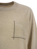 Brunello Cucinelli Virgin Wool, Cashmere And Silk Sweater With Shiny Pocket Detail