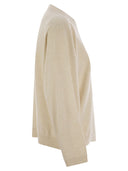 Brunello Cucinelli Virgin Wool, Cashmere And Silk Sweater With Shiny Pocket Detail