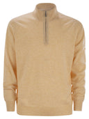 Brunello Cucinelli High Necked Cashmere Sweater With Zip Opening