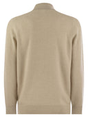 Brunello Cucinelli Waffle Stitch Cashmere Knit Polo Shirt With Long Sleeve