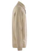 Brunello Cucinelli Waffle Stitch Cashmere Knit Polo Shirt With Long Sleeve