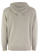 Brunello Cucinelli English Rib Cashmere Knit Hooded Topwear
