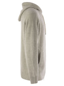 Brunello Cucinelli English Rib Cashmere Knit Hooded Topwear