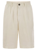 Brunello Cucinelli Bermuda -Shorts in leichter Délavé -Leinwand
