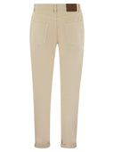 Brunello Cucinelli Garment Dyed Traditional Fit Five Pocket Trousers In Slubbed Cotton Denim