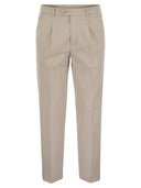 Brunello Cucinelli Garment Dyed Leisure Fit Trousers In American Pima Comfort Cotton With Pleats