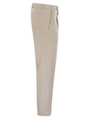 Brunello Cucinelli Garment Dyed Leisure Fit Trousers In American Pima Comfort Cotton With Pleats
