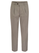 Brunello Cucinelli Garment Dyed Leisure Fit Trousers In American Pima Comfort Cotton With Pleats