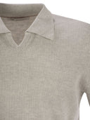 Brunello Cucinelli Cotton Rib Knit Polo Shirt