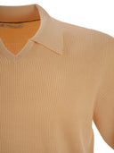 Brunello Cucinelli Cotton Rib Knit Polo Shirt