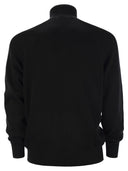 Brunello Cucinelli English Rib Cotton Sweater With Zip Opening And Raglan Sleeves