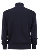 Brunello Cucinelli Cotton Rib Sweater With Zip Opening And Raglan Sleeve