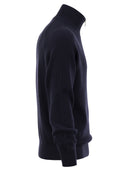 Brunello Cucinelli Cotton Rib Sweater With Zip Opening And Raglan Sleeve