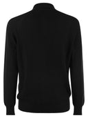 Brunello Cucinelli Cotton Rib Knit Polo Shirt With Long Raglan Sleeve