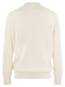 Brunello Cucinelli Cotton Rib Knit Polo Shirt With Long Raglan Sleeve
