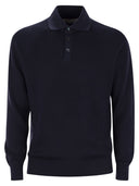 Brunello Cucinelli Cotton Rib Trist Polo Polo avec une longue manche Raglan