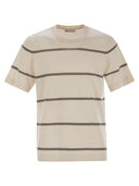 Brunello Cucinelli Lightweight Striped Cotton Knit T Shirt