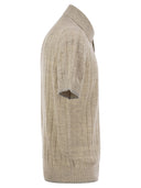 Brunello Cucinelli Linen And Cotton Knit Polo Shirt With Contrasting Detail