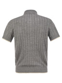 Brunello Cucinelli Linen y camisa de punto de algodón con detalles contrastantes