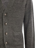 Brunello Cucinelli Linen And Cotton Half Rib Cardigan With Metal Buttons