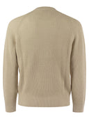 Brunello Cucinelli Cotton Malfile Rib Sweater With Raglan Sleeve