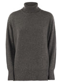 Brunello Cucinelli Cashmere i Silk Turtleeck Sweater z mikro cekinami