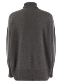 Brunello Cucinelli Cashmere i Silk Turtleeck Sweater z mikro cekinami