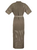 Brunello Cucinelli Net Cotton Knit Dress With Belt
