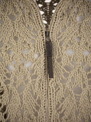 Brunello Cucinelli Soft Feather Cotton Lace Stitch Cardigan With Precious Zipper Pull
