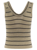 Brunello Cucinelli Sparkling Linen And Cotton Ribbed Knit Top